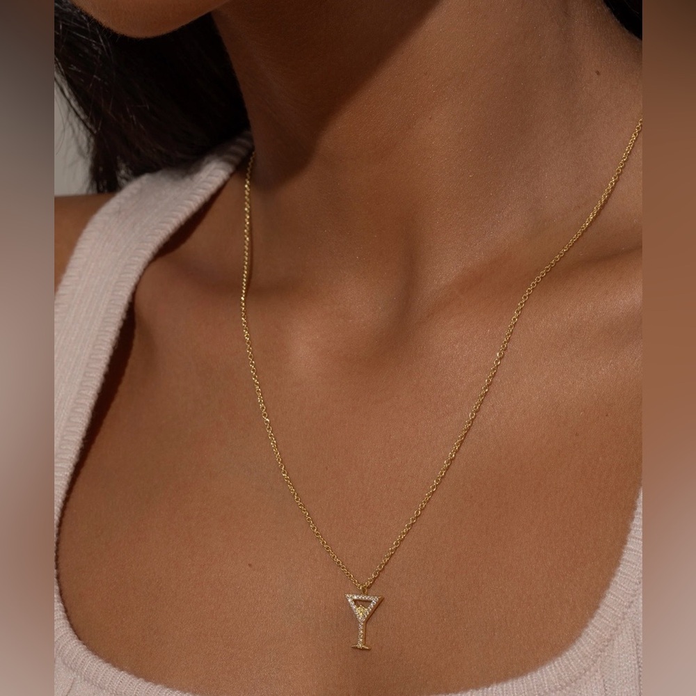 NEW Uncommon James Gold Martini Pendant Necklace